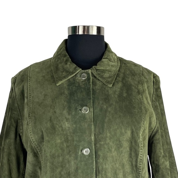 PENDLETON GREEN SUEDE LEATHER LIGHTWEIGHT BUTTON DOWN SHIRT JACKET SHACKET - Picture 7 of 13